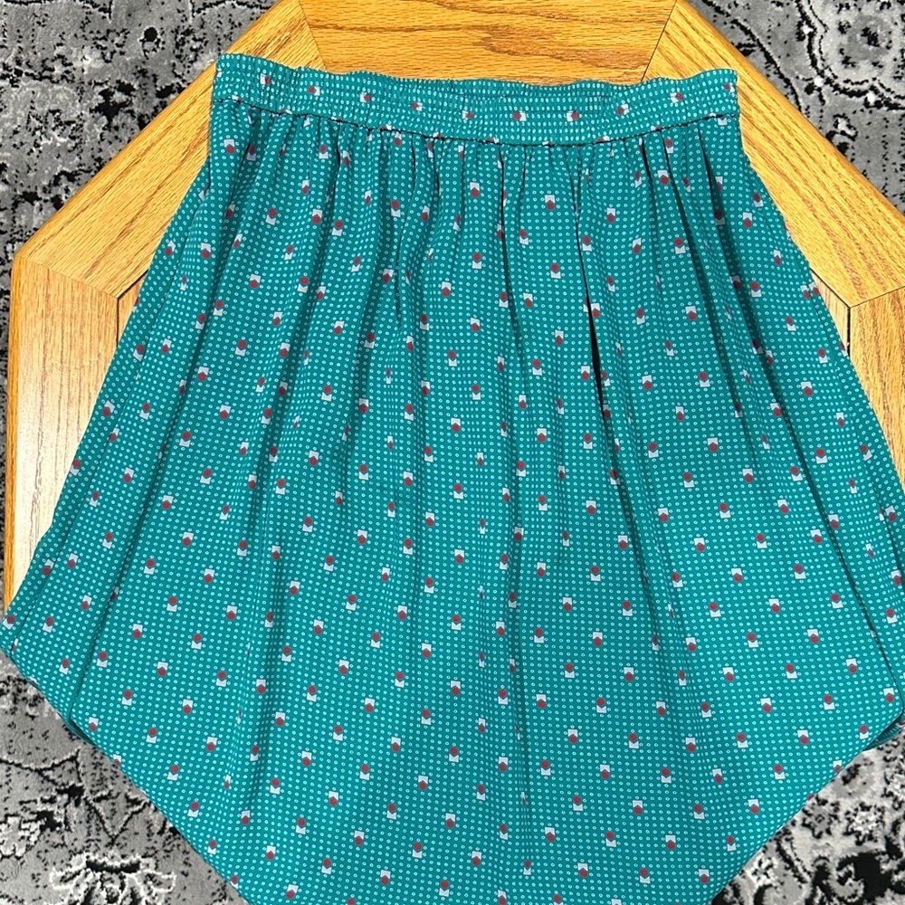 *CATALINA* Plus Vintage Teal x White Circle Polka Dot Stretch Waist Skirt Sz 14